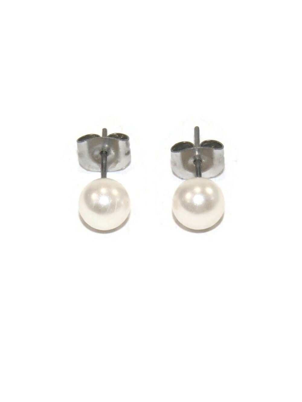 Vintage 6 mm Faux Pearl Stud Earrings with Post Backs for Pierced Ears.